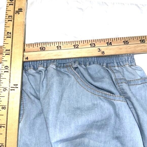 Womens 3XL Light Blue Denim Jogger Pants Elastic Waist & Cuffs Drawstring Closur - Picture 7 of 7